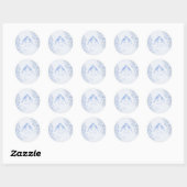 Sticker Rond Classic French Blue White Floral Birds Wedding  (Feuille)