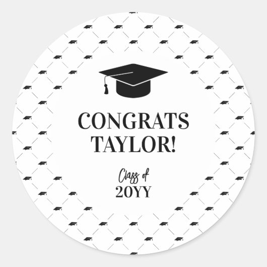 Sticker Rond Classic Graduation Cap Personalized (Devant)
