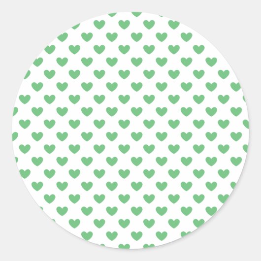 Sticker Rond Classic Hearts Summer Green - White (Devant)