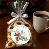 Sticker Rond Classic Holiday Rouge Sucre de canne blanc Vert