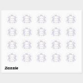 Sticker Rond Classic Lavender Floral Crest Monograms (Feuille)