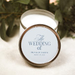Sticker Rond Classic Luxe | Elegant Light Dusty Blue Wedding<br><div class="desc">These elegant,  old money style wedding stickers feature a mix of classic,  dusty blue text and modern calligraphy on a light blue background for a classy and minimalist design perfect for your timeless,  formal wedding.</div>