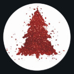 Sticker Rond Classic Merry Christmas | Rich Festive Crimson Red<br><div class="desc">Tis the season to decorate and entertain! Modern, dark, and moody abstract holiday tree and hand-lettered "Merry Christmas" in with a rich, luxe palette. This elegant festive design features a whimsical sparkly Christmas tree with a frisky paint splatter enhanced with faux metallic glitter. For other colors or matching products, please...</div>