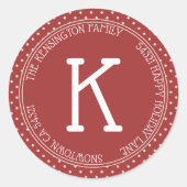Sticker Rond Classic moderne Noël Rustic Red Dots Adresse (Devant)