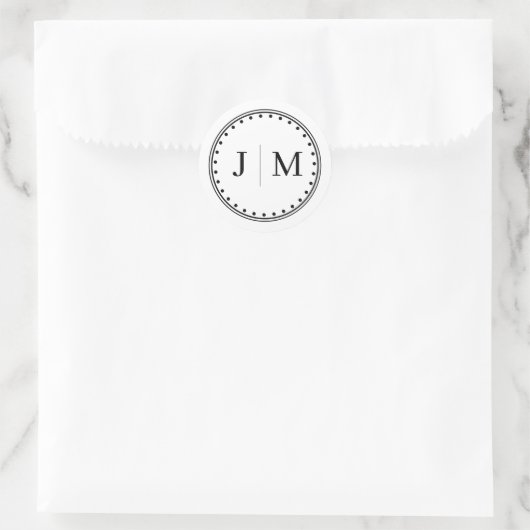 Sticker Rond Classic Monogram Wedding Border line (Sac)