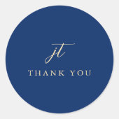 Sticker Rond Classic Navy Blue Monogram Elegant Wedding (Devant)