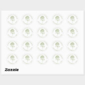 Sticker Rond Classic Olive Green Hydrangea Wedding (Feuille)