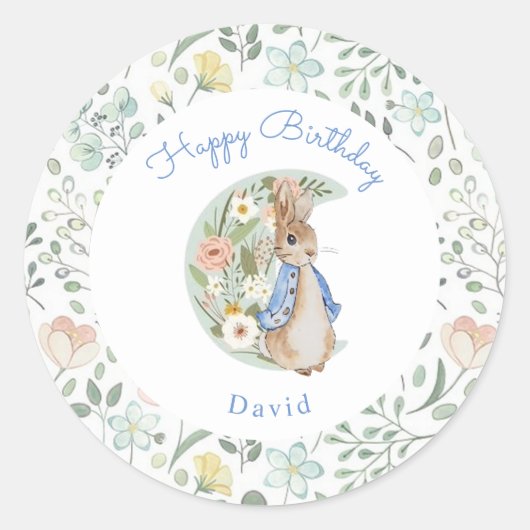 Sticker Rond Classic Peter le lapin Beatrix Potter Anniversaire (Devant)