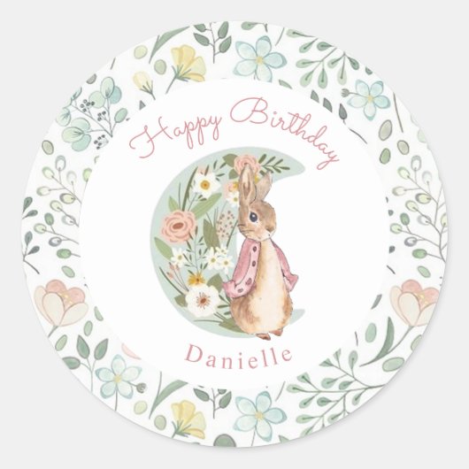 Sticker Rond Classic Peter le lapin Beatrix Potter Anniversaire (Devant)