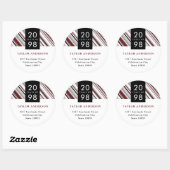 Sticker Rond Classic Pin Stripes Graduation Adresse de retour (Feuille)