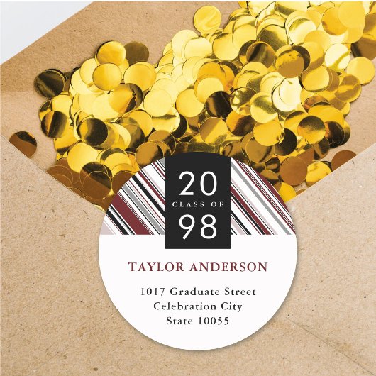 Sticker Rond Classic Pin Stripes Graduation Adresse de retour
