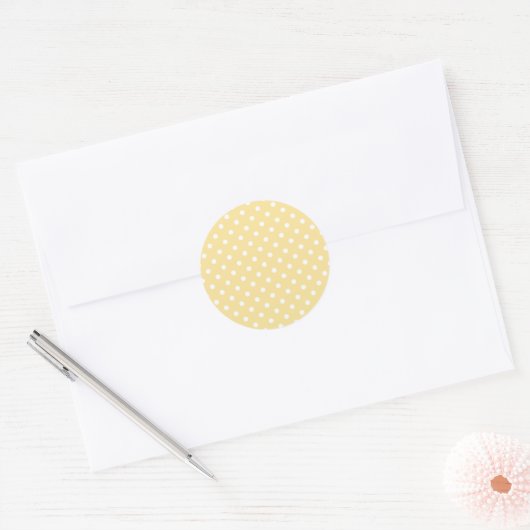 Sticker Rond Classic Polka Dot White - Canary Yellow (Enveloppe)
