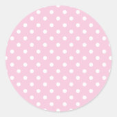 Sticker Rond Classic Polka Dot White - Light Pink (Devant)