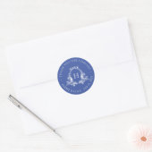 Sticker Rond Classic Regency Blue Crest Monogram Classe Mariage (Enveloppe)