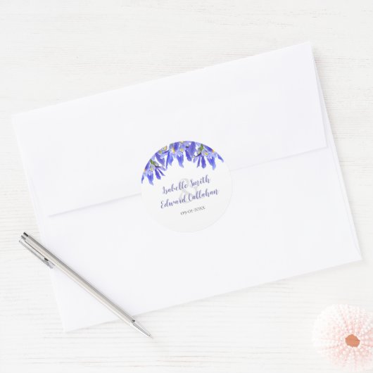 Sticker Rond Classic Royal Blue Iris Floral Mariages Clas (Enveloppe)
