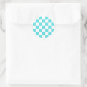 Sticker Rond Classic visual turquoise blue checkerboard  (Sac)