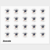 Sticker Rond Classic Watercolor Graduation Cap Diploma (Feuille)