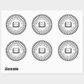Sticker Rond Classical Open Book Monogram Ex Libris Bookplate (Feuille)