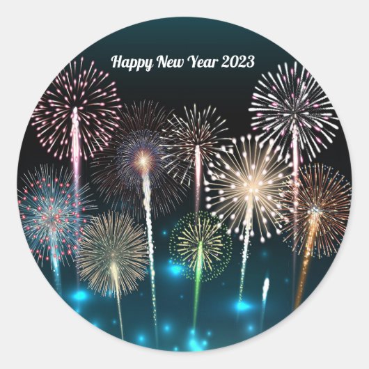 Sticker rond classique 2023 Fireworks (Devant)