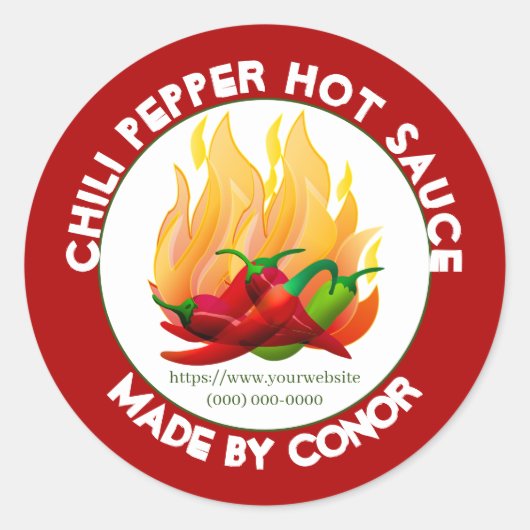 Sticker rond classique 3" 2 Pepper Hot Sauce (Devant)