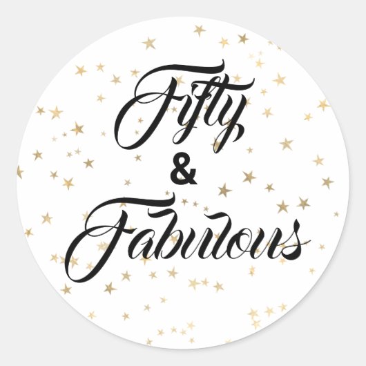 Sticker rond classique 50 et fabuleux Gold Stars (Devant)
