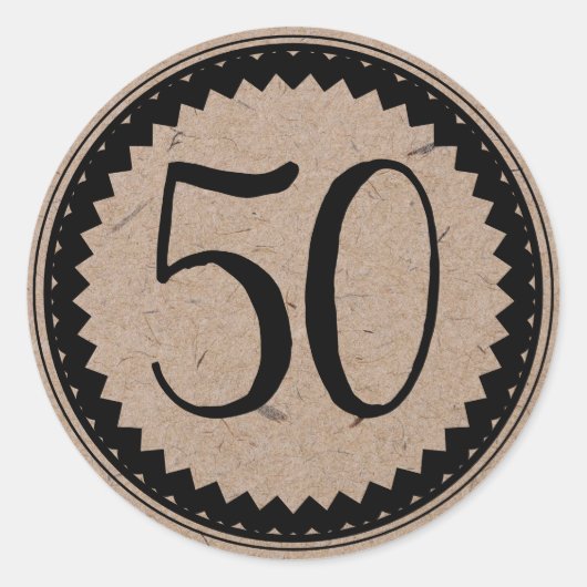 Sticker rond classique 50e fête d'anniversaire (Devant)