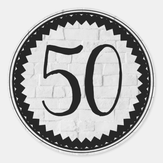 Sticker rond classique 50e fête d'anniversaire (Devant)
