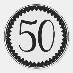 Sticker rond classique 50e fête d'anniversaire