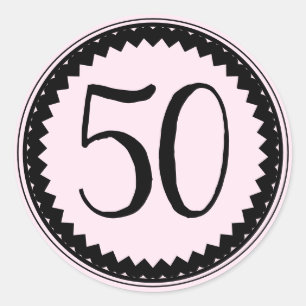 Sticker rond classique 50e fête d'anniversaire