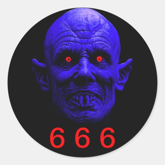 Sticker rond classique, 6 6 6 (Devant)