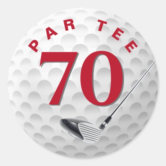 Sticker rond classique à balle de golf 70e anniver (Devant)