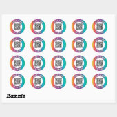 Sticker rond classique à code QR (Feuille)