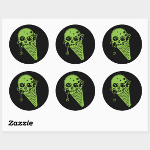Sticker rond classique à crème glacée poison vert
