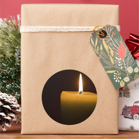 Sticker rond classique à flamme de bougie (vacances)