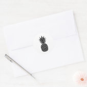Sticker rond classique ananas noir (Enveloppe)
