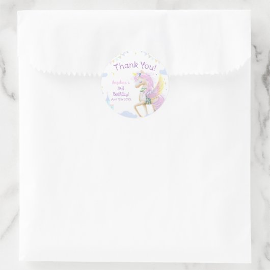 Sticker rond classique Anniversaire. (Sac)