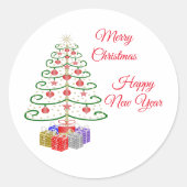 Sticker rond classique Arbre de Noël (Devant)