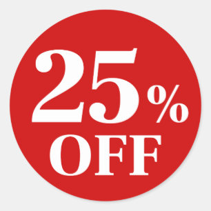 Sticker rond classique Arrière - plan rouge 25% OF