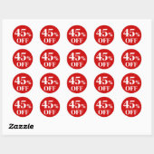 Sticker rond classique Arrière - plan rouge 45% OF (Feuille)