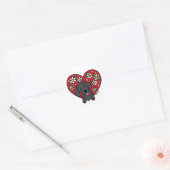 Sticker rond classique au coeur floral du Labrador (Enveloppe)