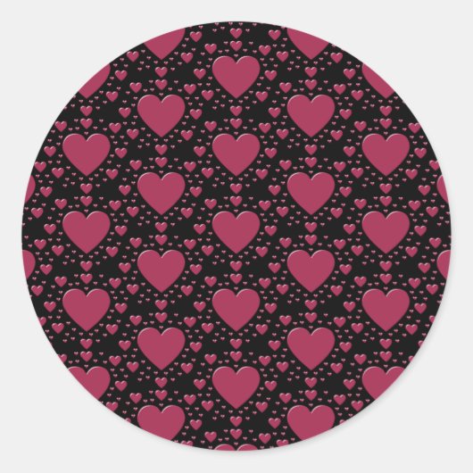 Sticker rond classique aux Coeurs roses (Devant)