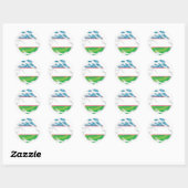 Sticker rond classique avec drapeau déchiré (Feuille)
