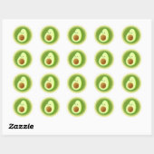 Sticker rond classique Avocado Cartoon (Feuille)