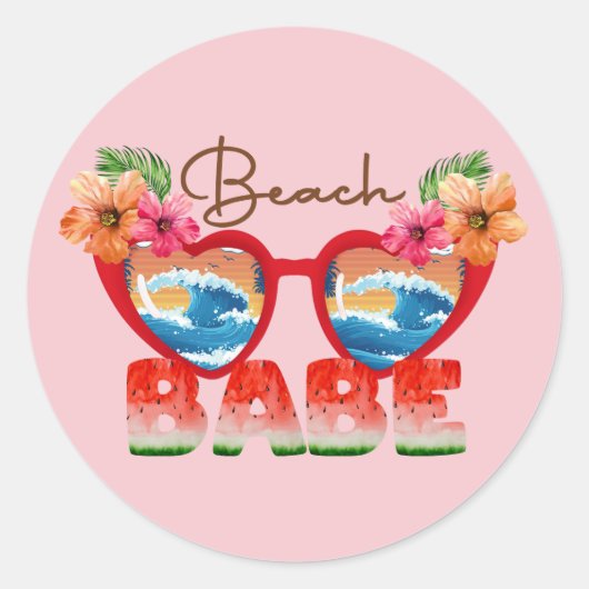 Sticker rond classique Babe Beach (Devant)