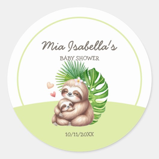 Sticker rond classique Baby shower à fentes maman (Devant)