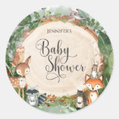 Sticker rond classique Baby shower bois (Devant)
