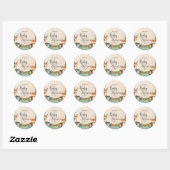 Sticker rond classique Baby shower bois (Feuille)