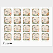 Sticker rond classique Baby shower bois (Feuille)