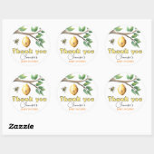 Sticker rond classique Baby shower d'abeille de mi (Feuille)