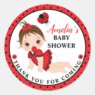 Sticker rond classique Baby shower de la fille Lad